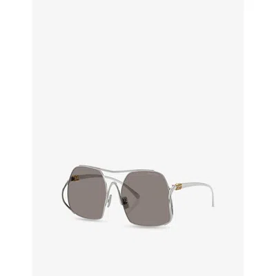Miu Miu Womens Silver Mu A55s Square-frame Metal Sunglasses