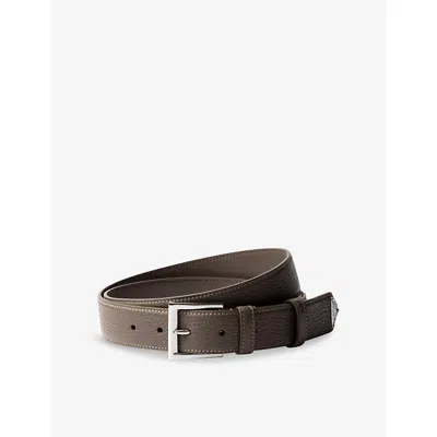 Prada Mens Grey Brand-plaque Leather Belt
