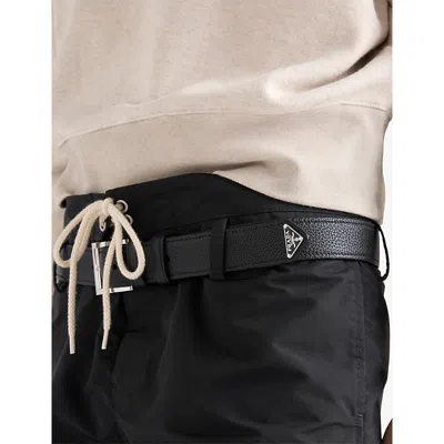 Prada Mens Black Brand-plaque Leather Belt