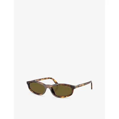 Miu Miu Womens Brown Mu A06s Oval-frame Acetate Sunglasses