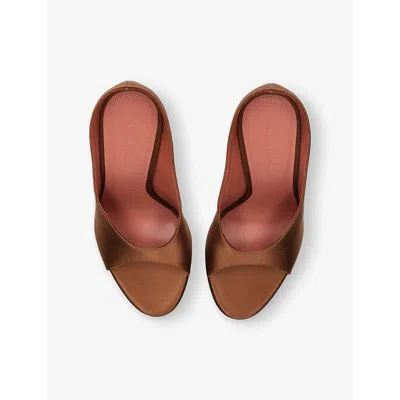Amina Muaddi 105mm Anok Satin Peep-toe Sandals In Multi