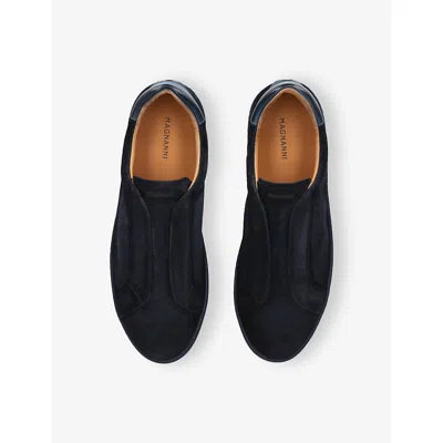 Magnanni Mens Navy Cowes Laceless Suede Low-top Trainers Eur 43 / 9 Uk In Black