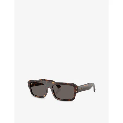 Ray Ban Womens Brown Rb4454 Lukas Rectangle-frame Tortoiseshell Acetate Sunglasses