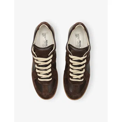 Maison Margiela Casual Low Top Sneakers With Suede Panels In Black