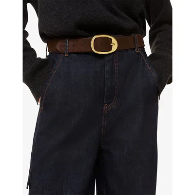 Whistles Womens Brown Suede Buckle Belt