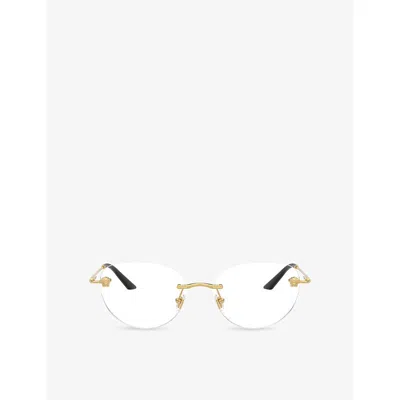 Versace Womens Gold Ve1305 Round-frame Metal Optical Glasses