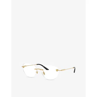 Versace Womens Gold Ve1305 Round-frame Metal Optical Glasses