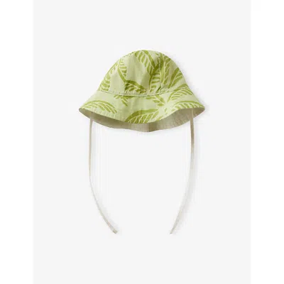 Benetton Light Green Reversible Cotton Bucket Hat 1-18 In Green