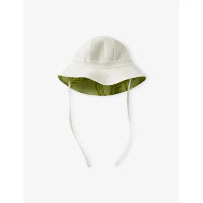 Benetton Light Green Reversible Cotton Bucket Hat 1-18 In Green