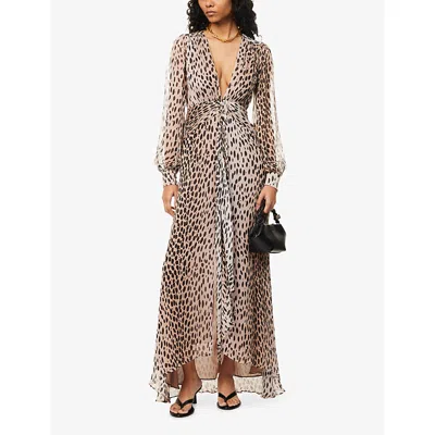 Rixo London Womens Antelope Spot Black Meera Graphic-pattern Chiffon Maxi Dress In Animal Print