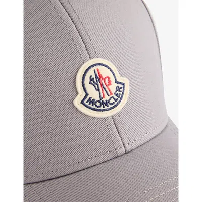 Moncler Mens Pastel Grey Logo-patch Cotton Baseball Cap
