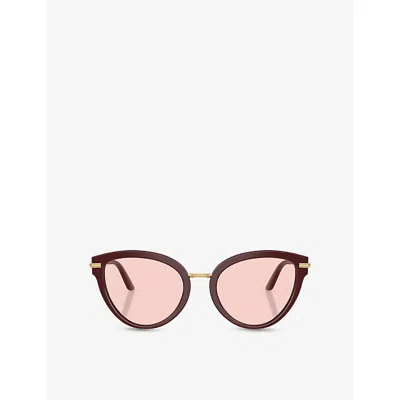 Dolce & Gabbana Womens Red Dg4492 Butterfly-frame Acetate Sunglasses