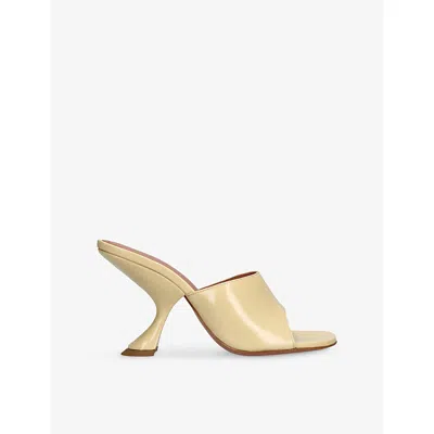 Amina Muaddi Patent Taylor Heeled Mules 90 In Neutral