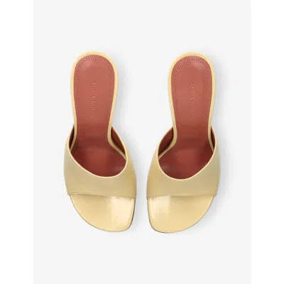 Amina Muaddi Patent Taylor Heeled Mules 90 In Neutral
