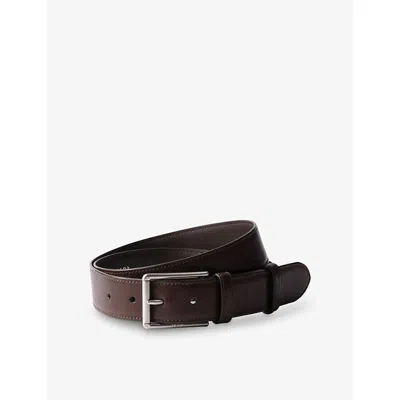 Prada Mens Brown Brand-engraved Antiqued Leather Belt