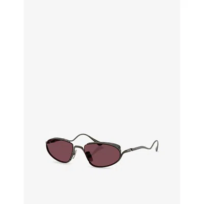 Ferrari Womens Silver Fh1022t Oval-frame Metal Sunglasses