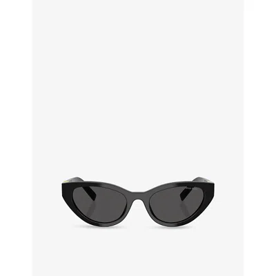 Miu Miu Womens Black Mu A04s Cat-eye Acetate Sunglasses