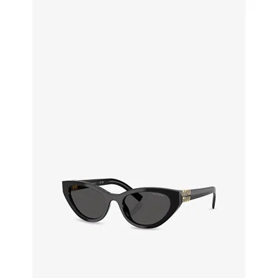 Miu Miu Womens Black Mu A04s Cat-eye Acetate Sunglasses