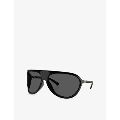Miu Miu Womens Black Mu A01s Aviator-frame Acetate Sunglasses