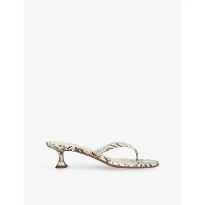 Amina Muaddi Snakeprint-leather Juliette Heeled Sandals 45 In Neutral