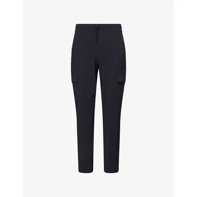 Gymshark Mens Gs Black Logo-embroidered Stretch-woven Cargo Trousers Xl In Blue