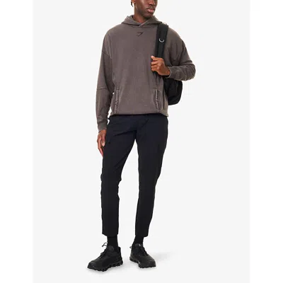 Gymshark Mens Gs Black Logo-embroidered Stretch-woven Cargo Trousers Xl In Blue