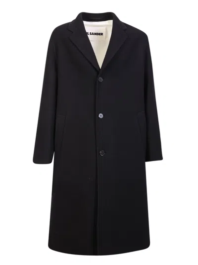 Jil Sander Single-breasted Mid-length Coat In Black