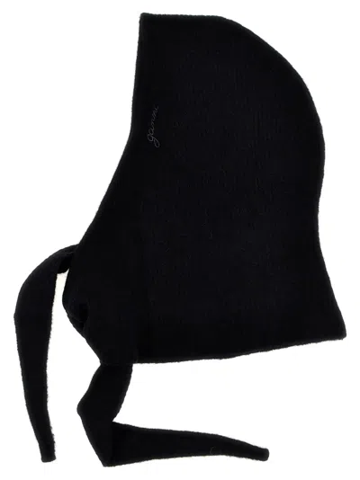 Ganni Women Black Stretch Wool Blend Hood In Black