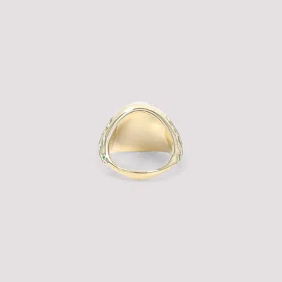 Casablanca Pearl Signet Ring Laurel Detailing In Gold