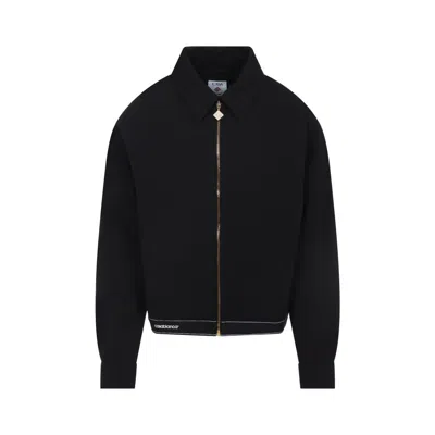 Casablanca Cropped Wool Jacket With Classic Collar In Black