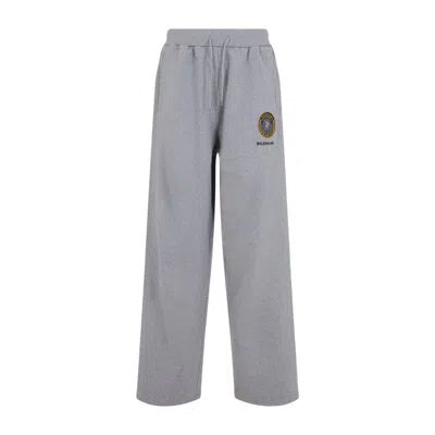Balenciaga Wide Leg Cotton Jogging Trousers In Gray