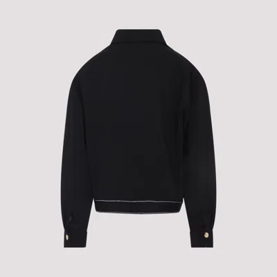Casablanca Cropped Wool Jacket With Classic Collar In Black
