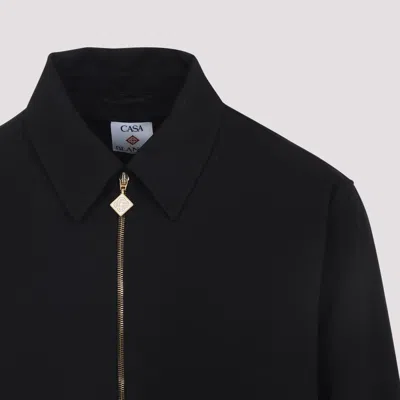 Casablanca Cropped Wool Jacket With Classic Collar In Black