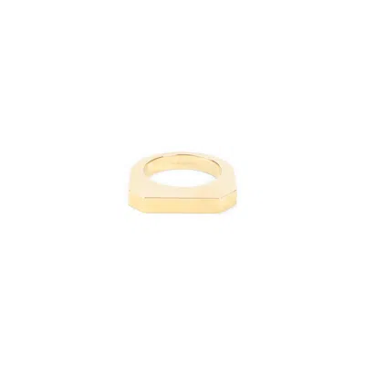 Rick Owens Hollywood Signet Geometric Metallic Polished Ring In Gold