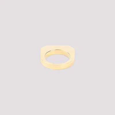 Rick Owens Hollywood Signet Geometric Metallic Polished Ring In Gold
