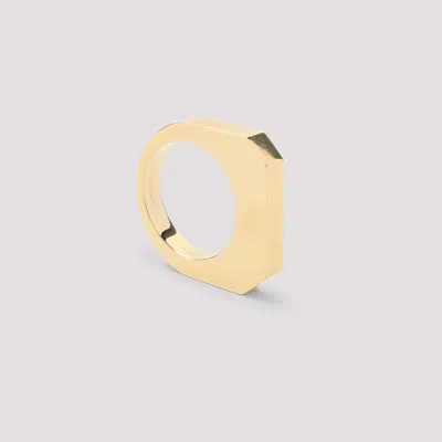 Rick Owens Hollywood Signet Geometric Metallic Polished Ring In Gold