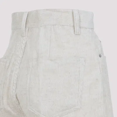 Rick Owens High-waisted Flared Pants With Textured Cotton-linen Blend In White