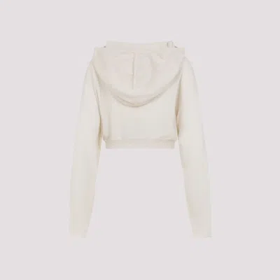 Rick Owens White Wool Cropped Hooded Pullover In White