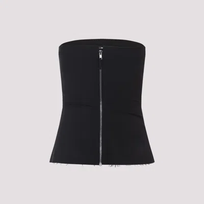 Rick Owens Strapless Black Top With Fitted Bodice And Flared Hem In Black