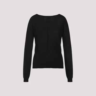 Rick Owens Deep V-neck Virgin Wool Sweater With Long Sleeves In Black