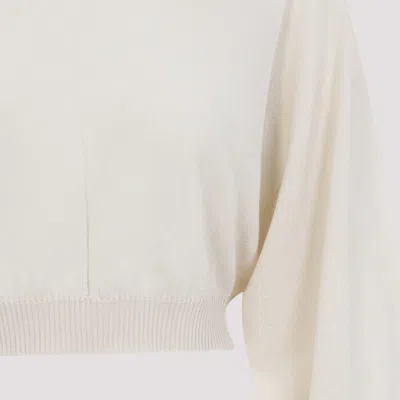 Rick Owens White Wool Cropped Hooded Pullover In White