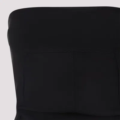 Rick Owens Strapless Black Top With Fitted Bodice And Flared Hem In Black
