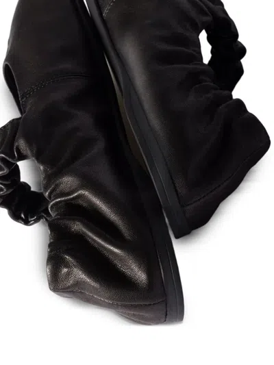 Miu Miu Ruched Nappa Leather Ballet Flats In Black