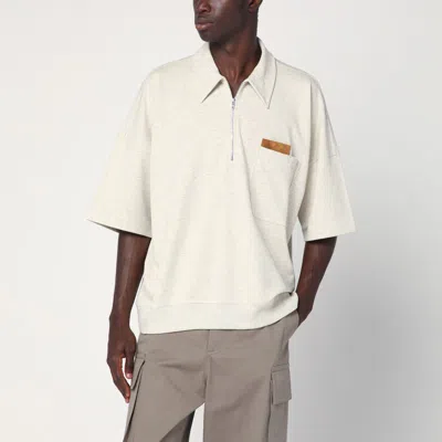 Bottega Veneta Polo In Cotone Sabbia Melangè  Uomo In Neutral