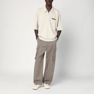 Bottega Veneta Polo In Cotone Sabbia Melangè  Uomo In Neutral