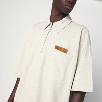 Bottega Veneta Polo In Cotone Sabbia Melangè  Uomo In Neutral