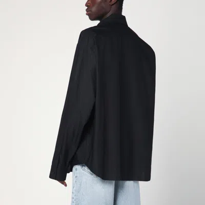 Balenciaga Black Cotton Shirt With Logo In Blue