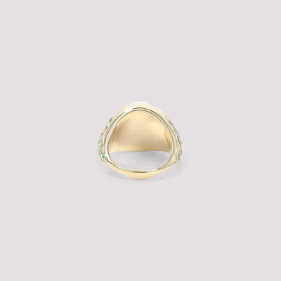 Casablanca Pearl Signet Ring Laurel Detailing In Gold