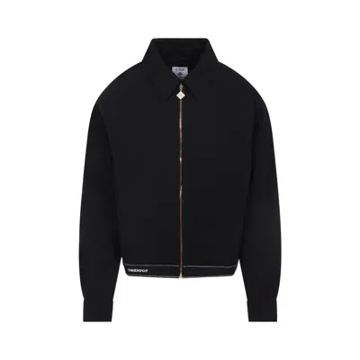 Casablanca Cropped Wool Jacket With Classic Collar In Black