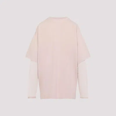 Acne Studios Distressed Crew Neck T-shirt With Mesh Sleeves In Neutral